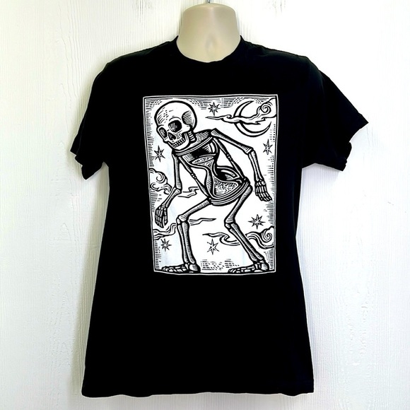 Black Matter - Skeleton With Hourglass Stomach Graphic Black And White T Shirt M - Picture 1 of 8
